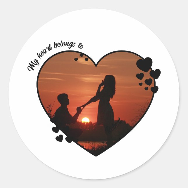 My heart belongs to customized wife anniversary  runder aufkleber (Vorderseite)