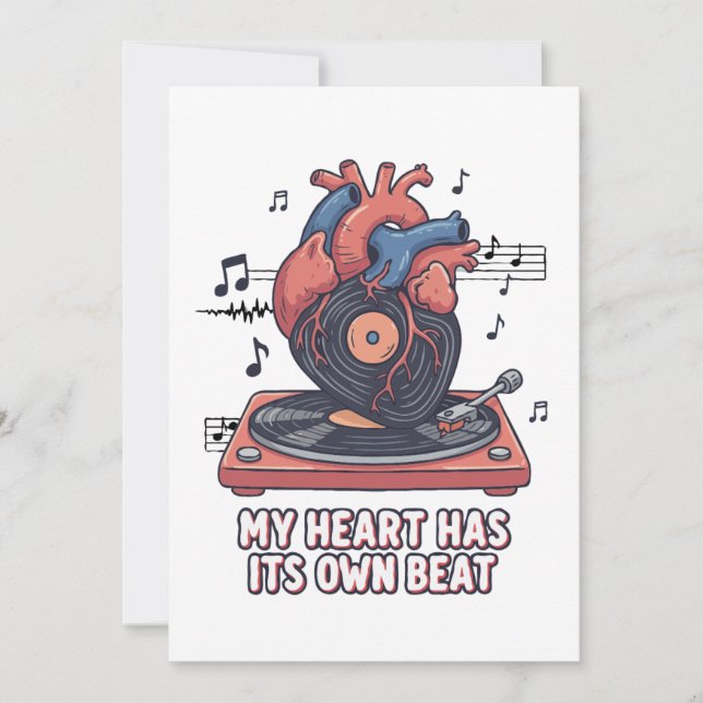 "My Heart Has Its Own Beat" Funny Vinyl Record  Dankeskarte (Vorderseite)
