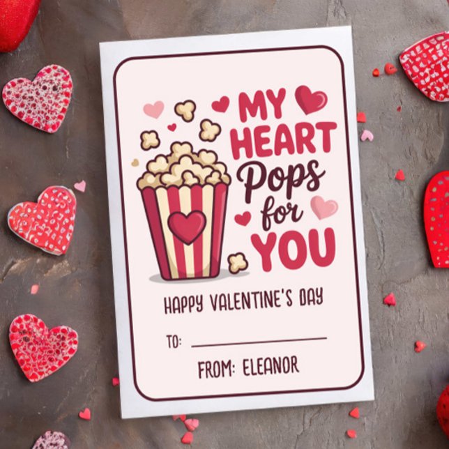 MY HEART POPS FOR YOU Valentines Day Classroom Mitteilungskarte (Von Creator hochgeladen)