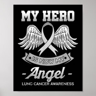 My Hero Is Now My Angel Lung Cancer Awareness Whit Poster