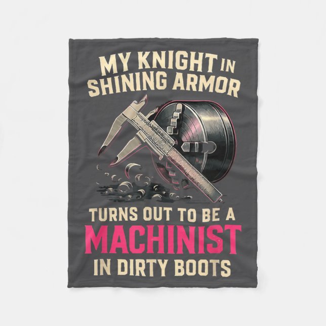 My Knight In Machinist Wife Girlfriend Funny Anniv Fleecedecke (Vorderseite)
