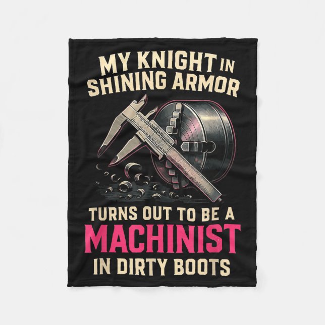 My Knight In Machinist Wife Girlfriend Funny Anniv Fleecedecke (Vorderseite)