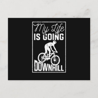 My life is going downhill biker mountain bike funn postkarte