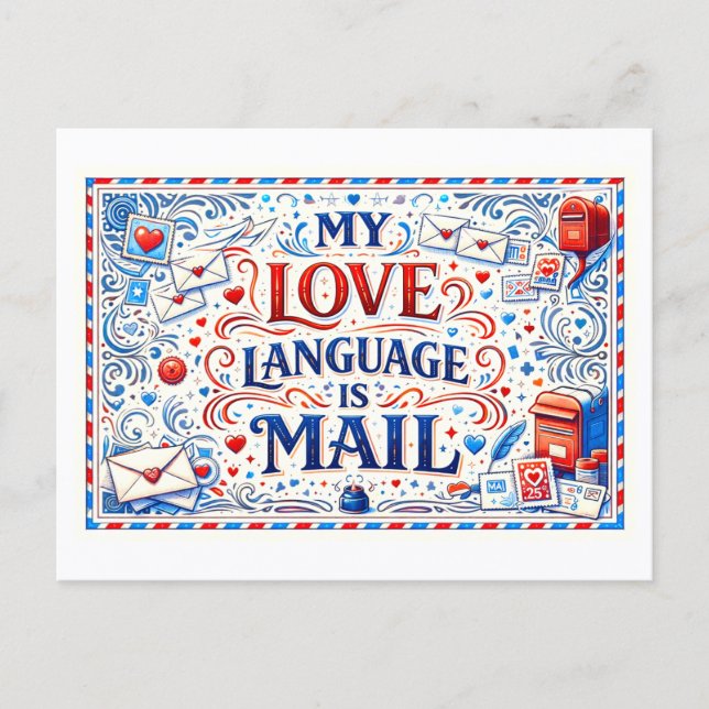 "My Love Language Is Mail" Postkarte (Vorderseite)