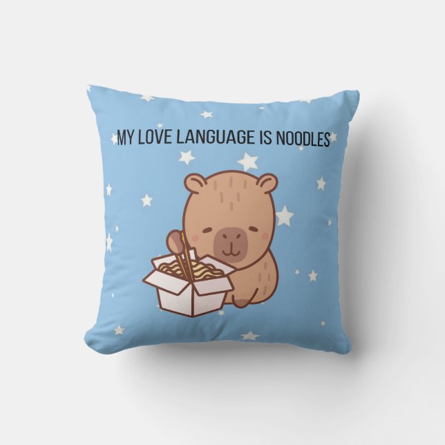My Love Language Is Noodles | Kawaii Capybara Deco Kissen (Vorderseite)