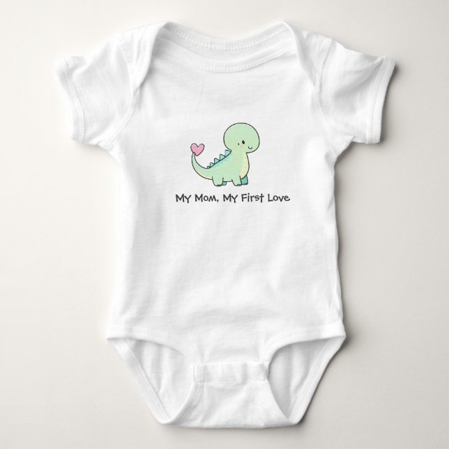 My Mom, My First Love Cute Dino bodysuit  Baby Strampler (Vorderseite)