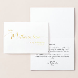 My Mother in Law on My Wedding Day Elegant Script Folienkarte