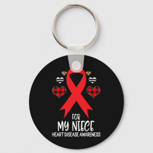 My Niece Heart Disease Awareness Ribbon Leopard Bu Schlüsselanhänger