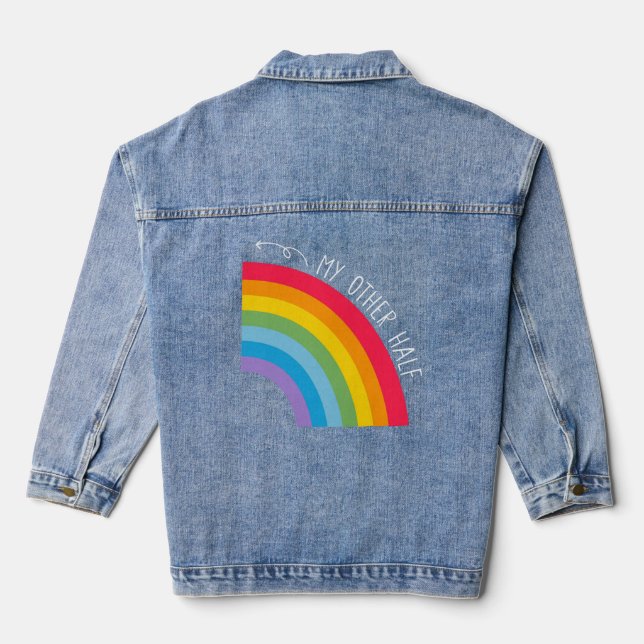 My Other Half Gay Pärchen Rainbow Pride Cool LGBT Jeansjacke (Rückseite)