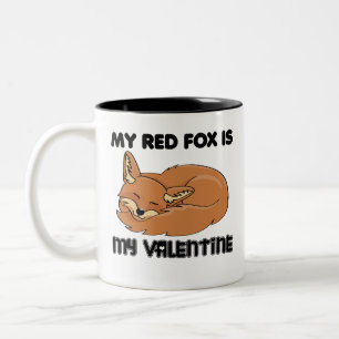 My Red Fox Is My Valentine Zweifarbige Tasse