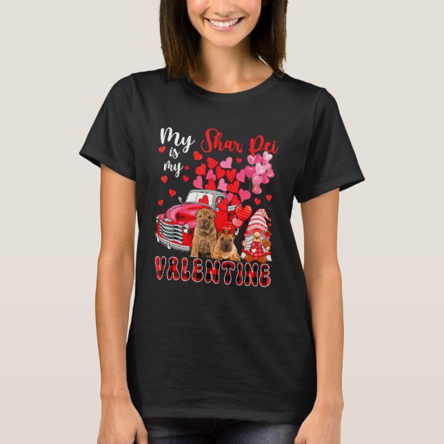 My Shar Pei Is My Valentine Two Dogs With Gnome Pi T-Shirt (Vorderseite)