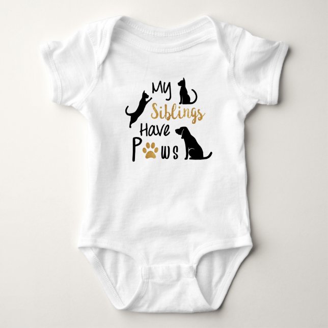 My siblings have paws baby bodysuit strampler (Vorderseite)