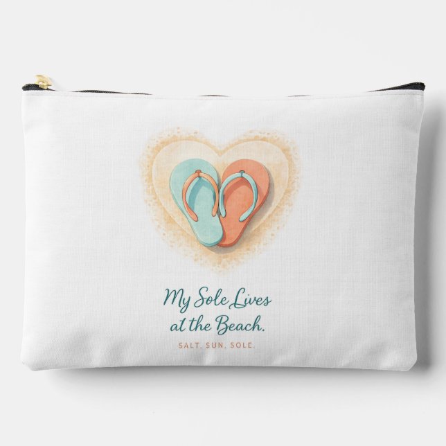 My Sole Lives at the Beach Zipper Pouch Zubehörtasche (Vorderseite)