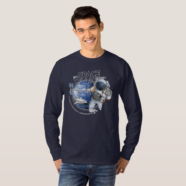 My spacewalk Journey (Dark mode) | Men Long Sleeve T-Shirt (Vorne ganz)