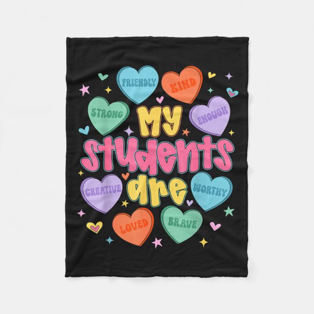 My Students Are Kind Strong Valentine Teacher Wome Fleecedecke (Vorderseite)