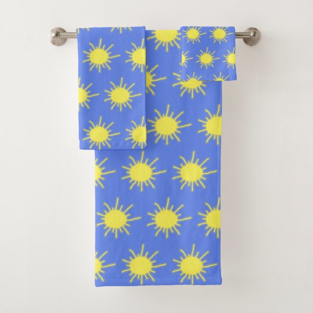 My Sunshine Bath Towels (Sky Blue & Yellow) (En situation)