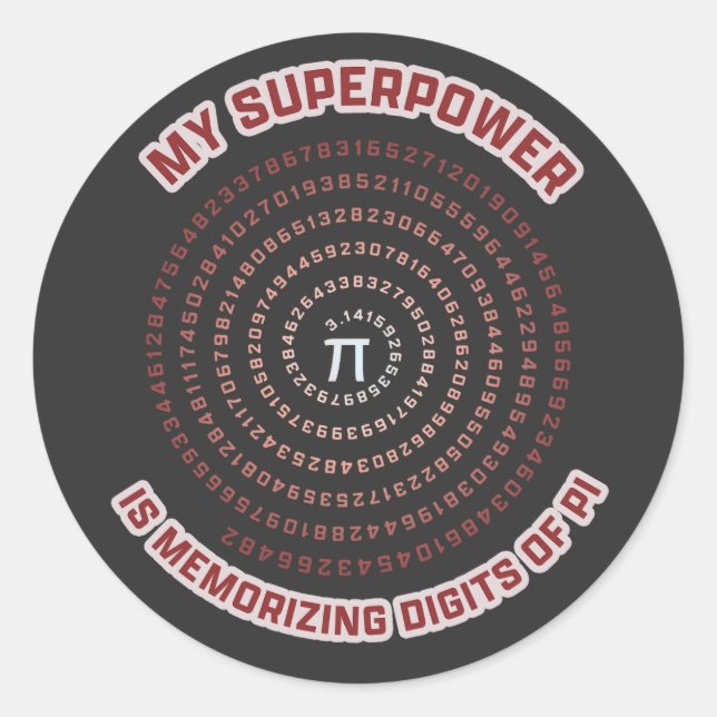 My Superpower is Memorizing Pi Digits Runder Aufkleber (Vorderseite)