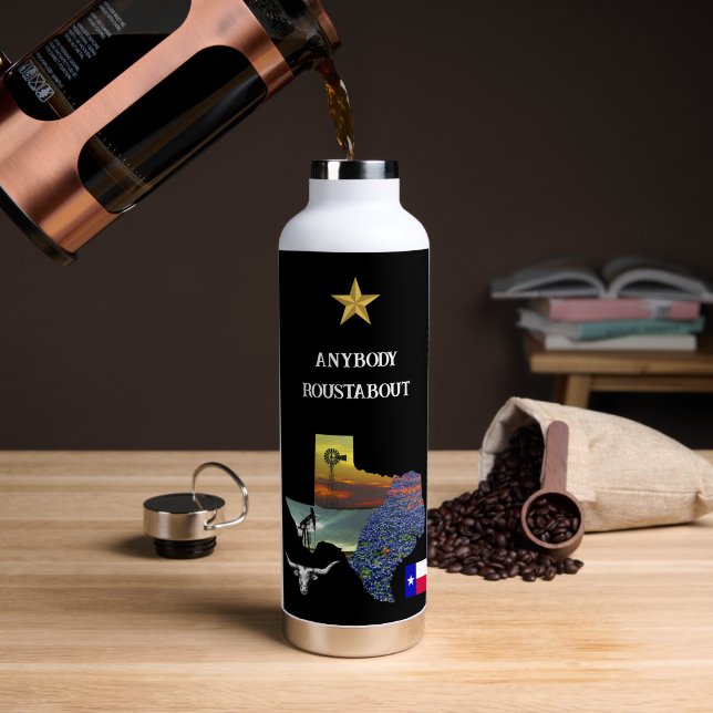 My Texas - Illustrated map outline - personalize Trinkflasche (Kaffee (gedreht))