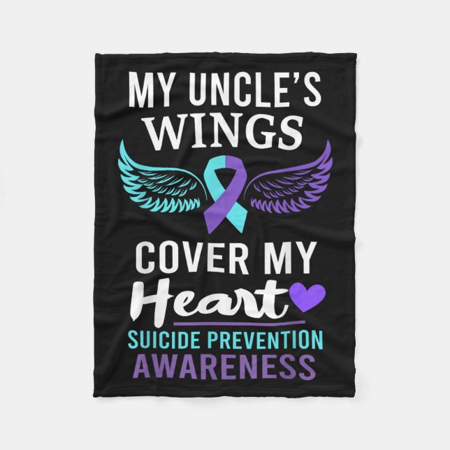 My Uncle's Wings Cover Heart Suicide Awareness Rib Fleecedecke (Vorderseite)