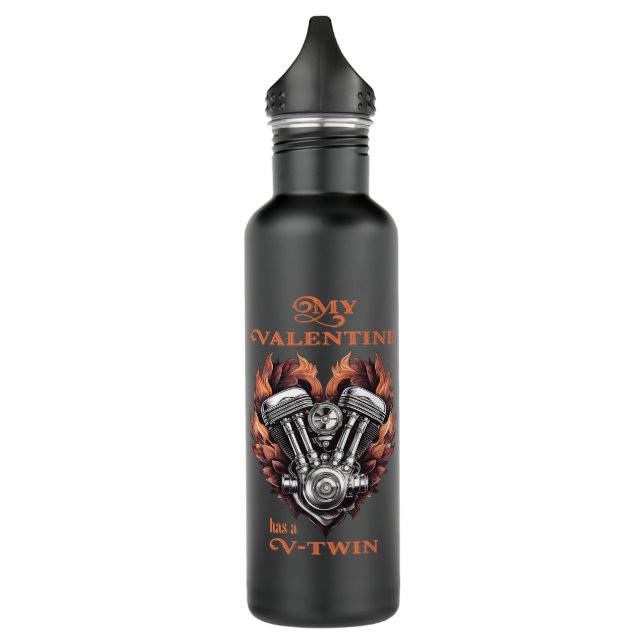 My Valentine has a V-Twin, Biker style Edelstahlflasche (Links)