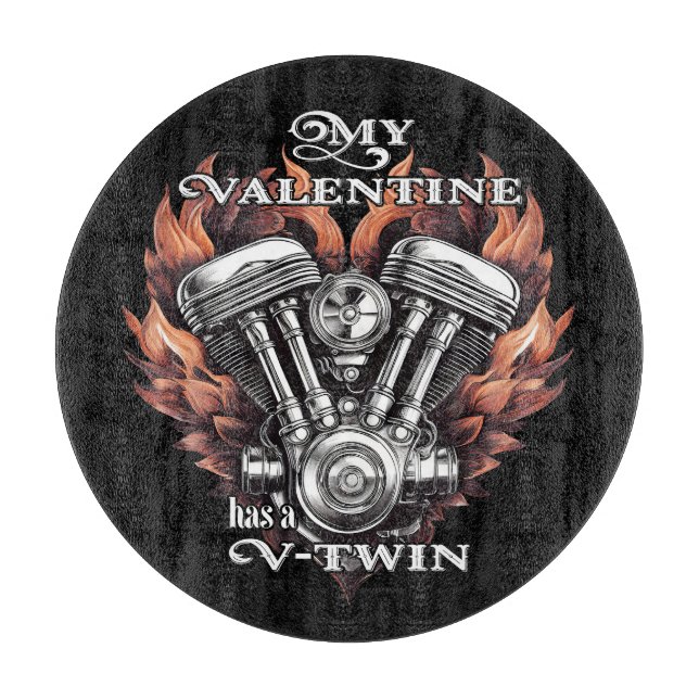 My Valentine has a V-Twin, Biker style Schneidebrett (Vorderseite)