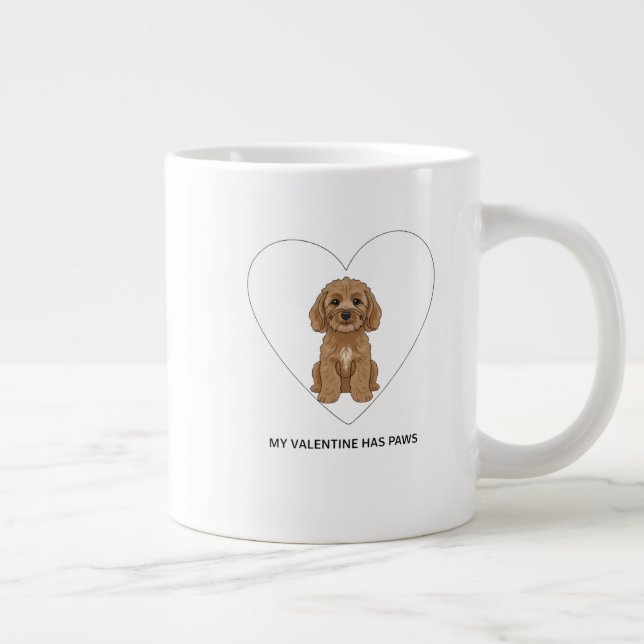 My Valentine Has Paws Cockapoo Dog Lover Jumbo-Tasse (Rechts)