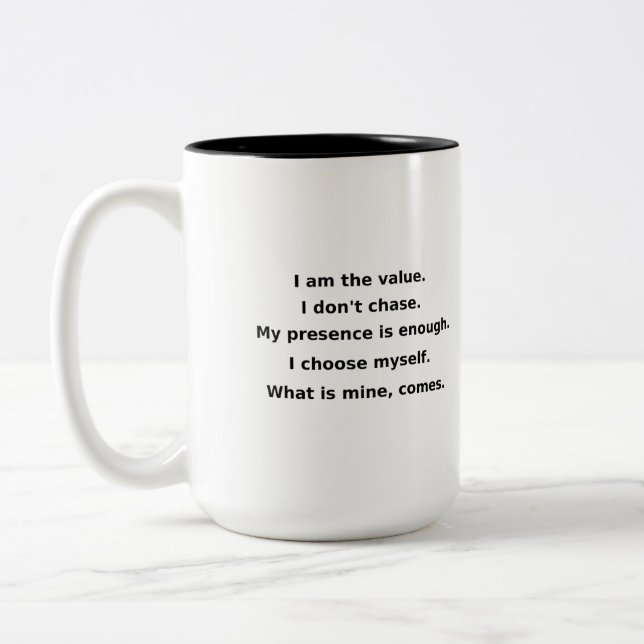 My Value Isn’t Negotiable | Power Self-Love Mug Zweifarbige Tasse (Links)