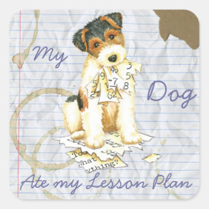 My Wire Fox Terrier Ate Mein Lektionsplan Quadratischer Aufkleber