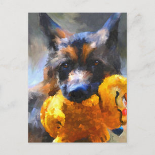 My Yellow Friend German Shepherd Postcard Postkarte