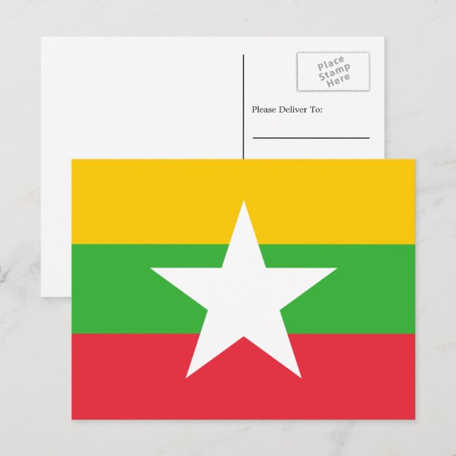 Myanma/birmanische Flagge, Flagge von Myanmar/Birm Postkarte (Vorne/Hinten)