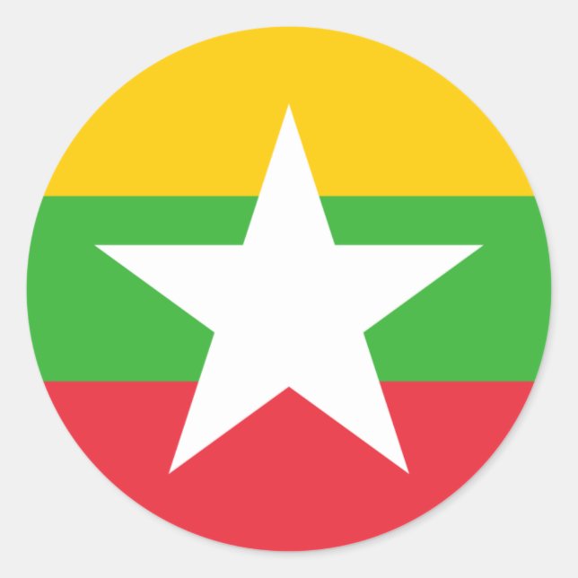 Myanma/birmanische Flagge, Flagge von Myanmar/Birm Runder Aufkleber (Vorderseite)