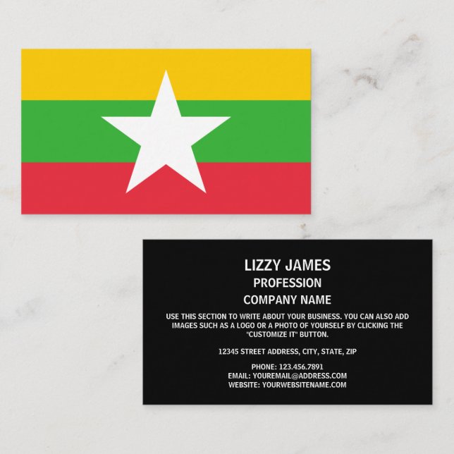 Myanma/birmanische Flagge, Flagge von Myanmar/Birm Visitenkarte (Vorne/Hinten)