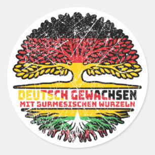 Myanmar Birma Myanmar Deutsch Deutschland Baum Runder Aufkleber