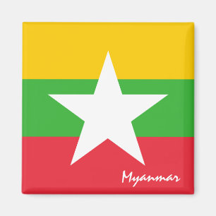 Myanmar Fahne & Asia Urlaubsreisen /Sport Magnet