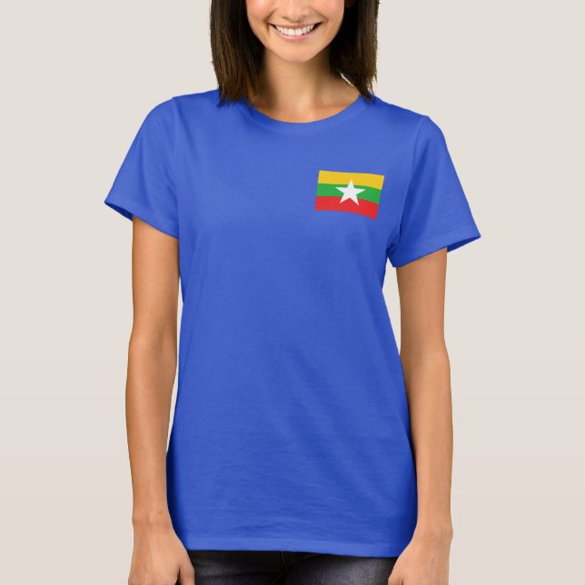 Myanmar Flag and Map T - Shirt (Vorderseite)