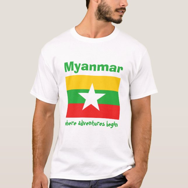 Myanmar Flag + Karte + Text-T - Shirt (Vorderseite)