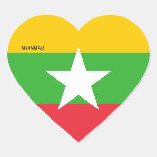 Myanmar Flag Splendid Patriotic Herz-Aufkleber