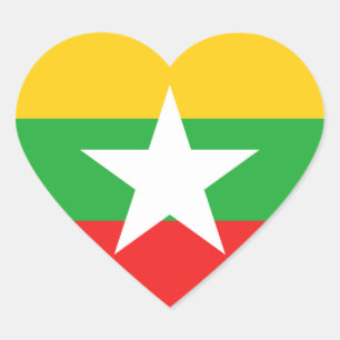 Myanmar-Flaggen-Herz-Aufkleber Herz-Aufkleber