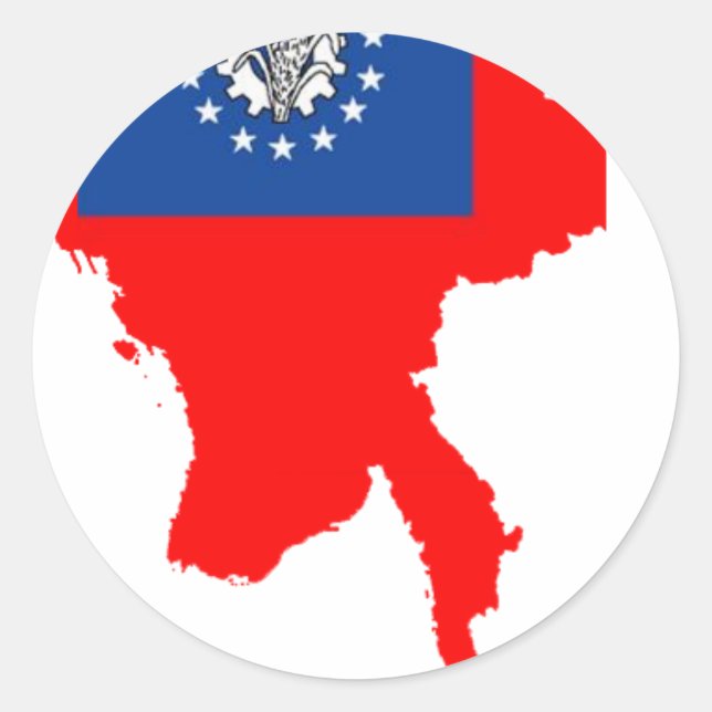 Myanmar-Flaggenkarte Runder Aufkleber (Vorderseite)