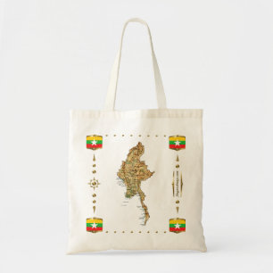 Myanmar Map + Flags Bag Tragetasche