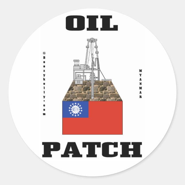Myanmar Ölpflaster,Decal,Ölfeldergeschenk,Öl,Gas,R Runder Aufkleber (Vorderseite)
