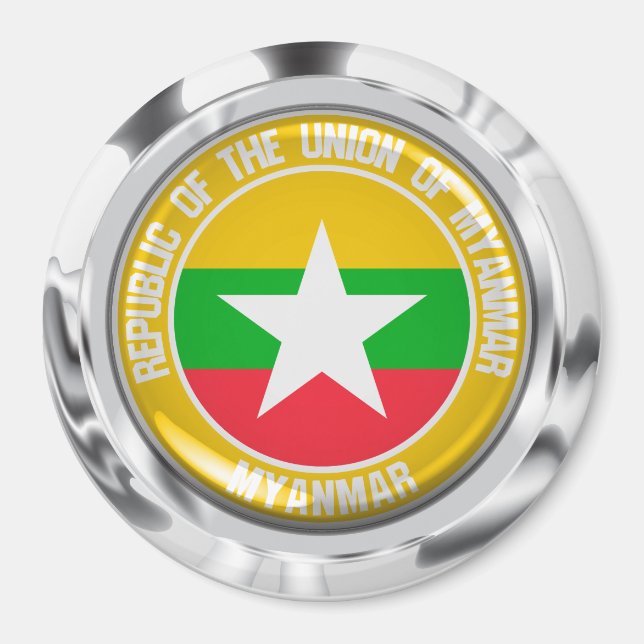 Myanmar Runde Emblem Magnet (Vorne)