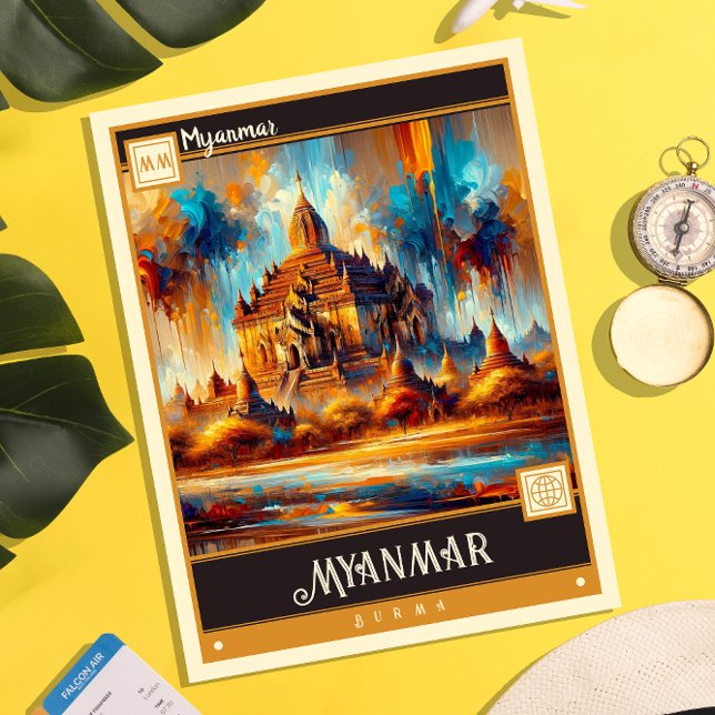 Myanmar | Vintage Malerei Postkarte (Von Creator hochgeladen)