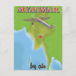 Myanmar Vintage Reiseplakat Postkarte