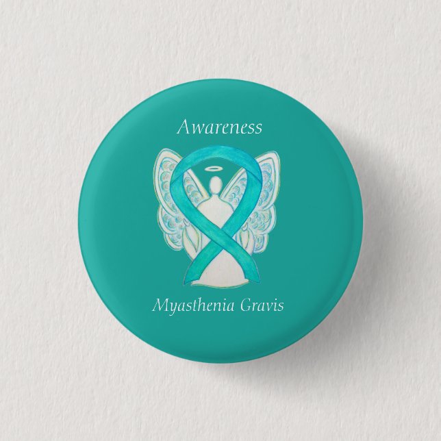 Myasthenia Gravis Awareness Angel Ribbon Art Butto Button (Vorderseite)