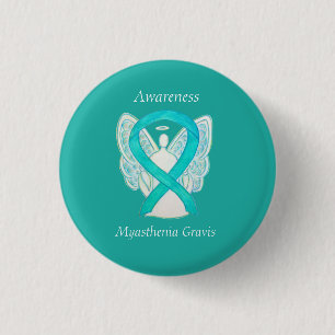 Myasthenia Gravis Awareness Angel Ribbon Art Butto Button