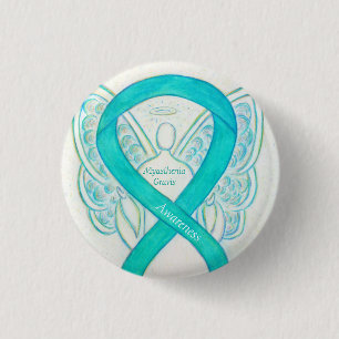 Myasthenia Gravis Awareness Angel Ribbon Art Butto Button
