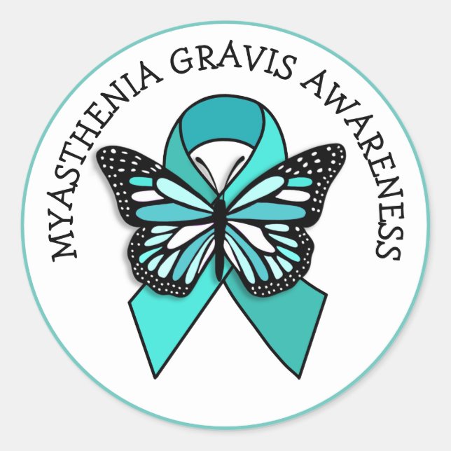 Myasthenia Gravis Awareness Ribbon Butterfly Runder Aufkleber (Vorderseite)