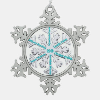 Myasthenia Gravis Bewusstsein aquamarines Schneeflocken Zinn-Ornament