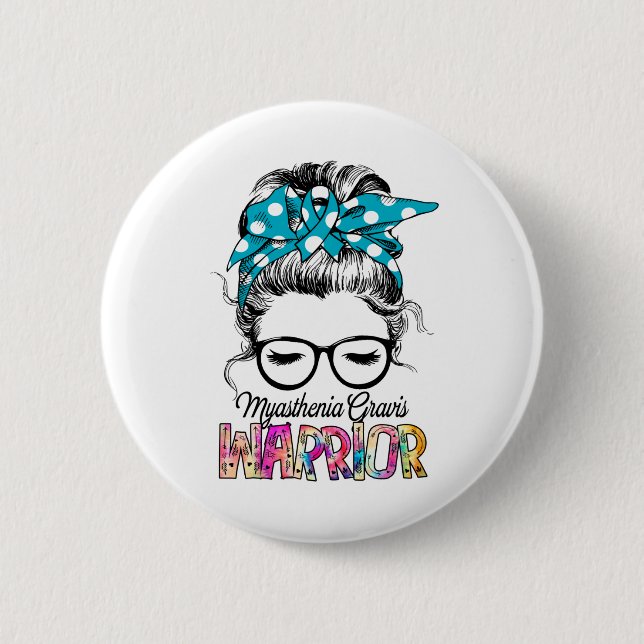 Myasthenia Gravis Bewusstsein Monat Band Geschenke Button (Vorderseite)